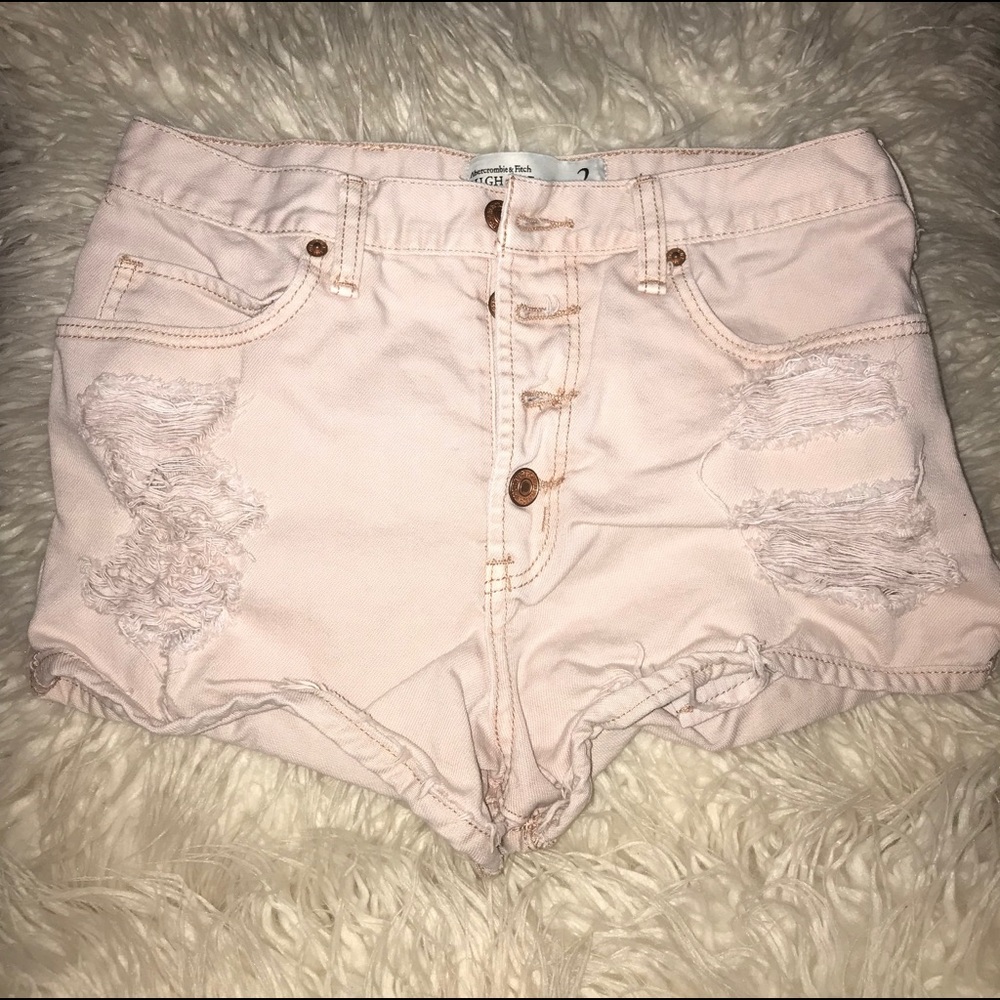 High waisted rose denim short